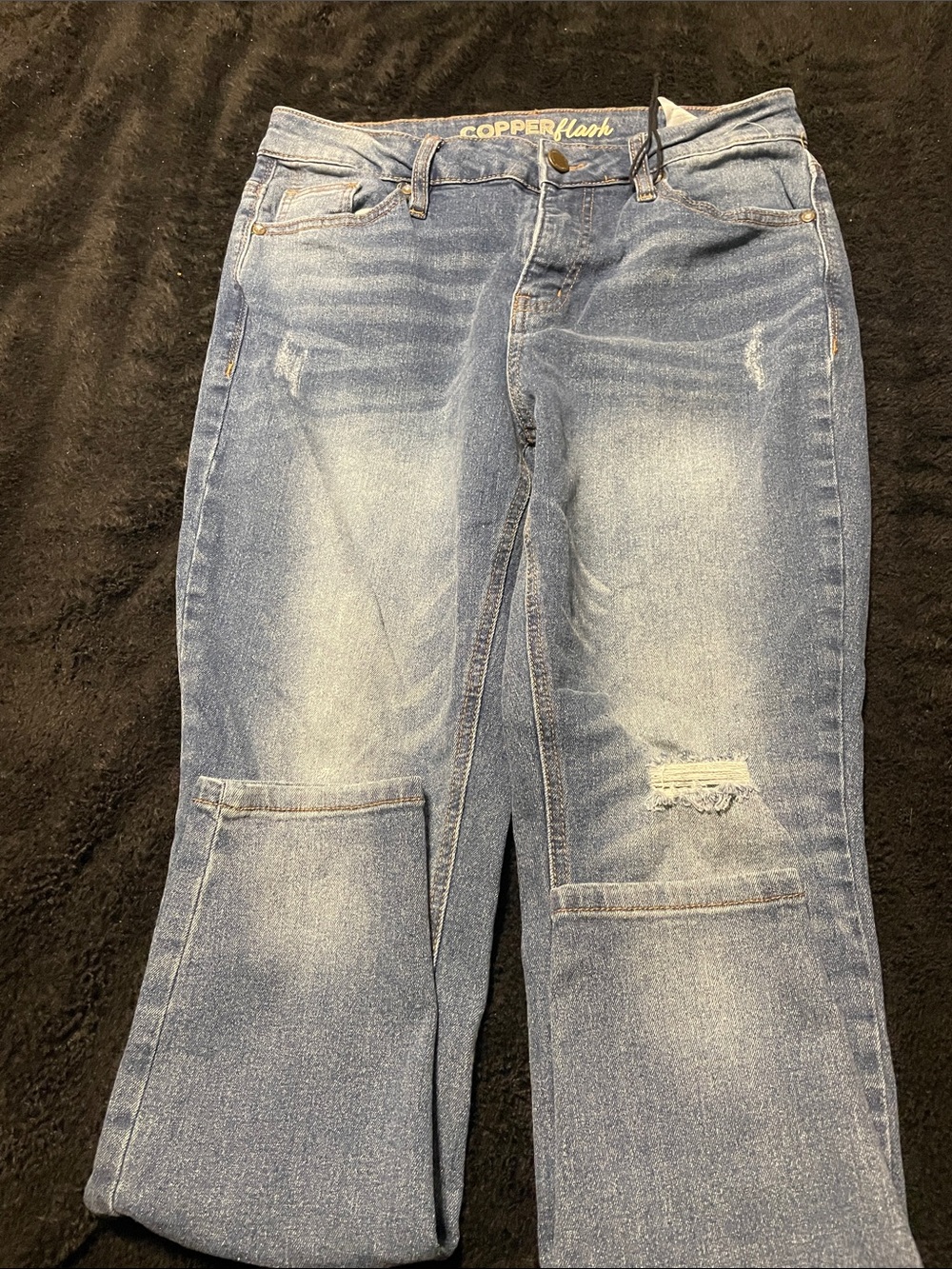 Women’s Distressed Straight-Leg Jeans - Light Blue